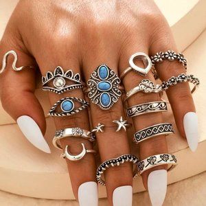 🔥4 For $25🔥
 New 15 PCs Flower Design Ring